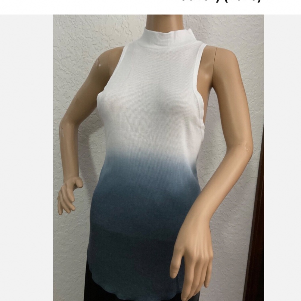 Chaser Ribbed Women's Mock Tank Blue/White OmbreSIZE Large NWTAGS
